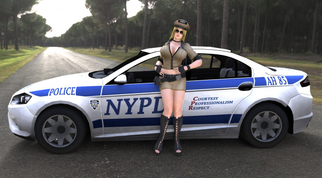 Обои картинки фото автомобили, 3d car&girl, дорога, взгляд, девушка, автомобиль, фон