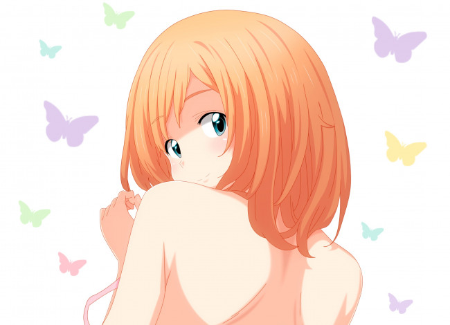 Обои картинки фото разное, арты, девушка, взгляд, фон, рыжая