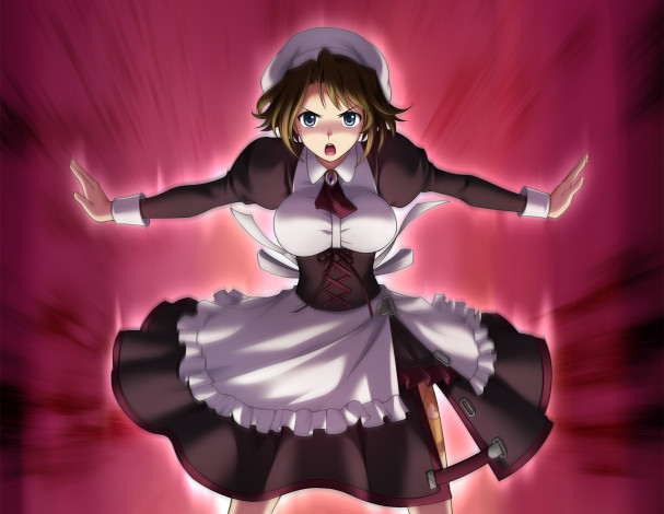 Обои картинки фото аниме, umineko no naku koro ni, девушка, фон, взгляд