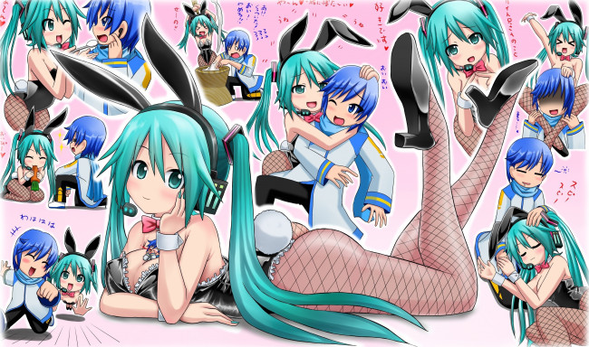 Обои картинки фото аниме, vocaloid, фон, взгляд, девушки