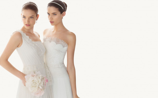 Обои картинки фото девушки, sara sampaio, подруга, цветы, невесты, платье, модель, сара, сампайо