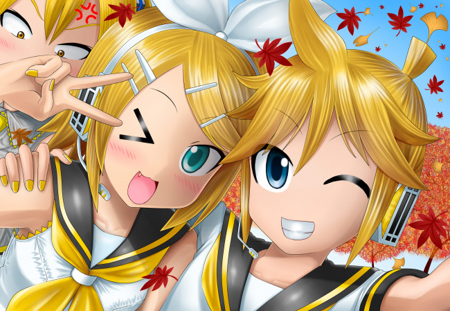 Обои картинки фото аниме, vocaloid, фон, взгляд, девушки