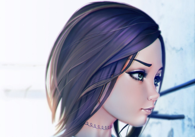 Обои картинки фото рисованное, люди, волосы, взгляд, глаза, красота, арт, лицо, девушка