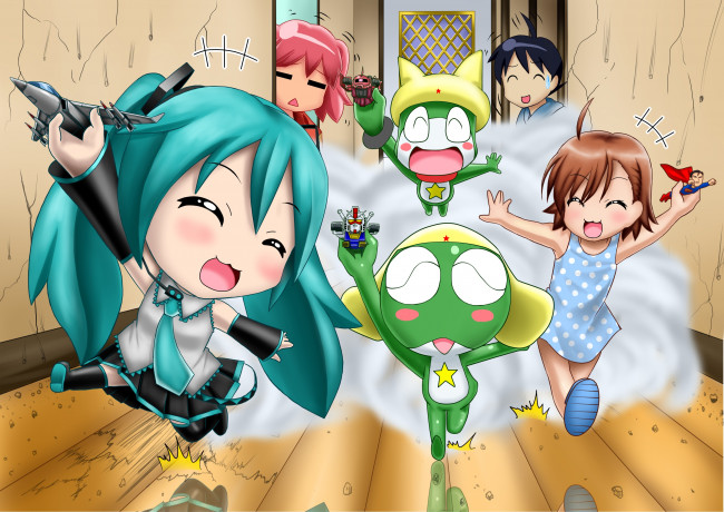 Обои картинки фото аниме, vocaloid, взгляд, девушки, фон