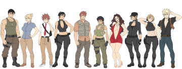 Картинка рисованное люди девушки мужчины фон одежда