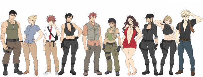 Обои картинки фото рисованное, люди, девушки, мужчины, фон, одежда