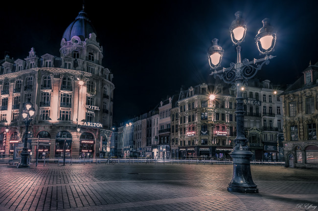 Обои картинки фото place du th&, 233, atre, города, - огни ночного города, ночь, огни, площадь