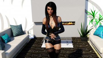 обоя 3д графика, люди , people, девушка, взгляд, фон, грудь