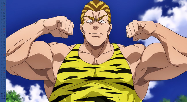 Обои картинки фото календари, аниме, мускулы, лицо, взгляд, мужчина