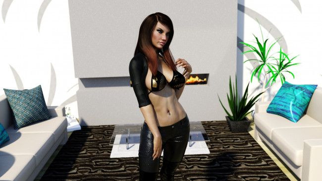 Обои картинки фото 3д графика, люди , people, девушка, взгляд, фон