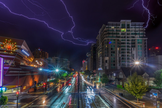 Обои картинки фото adelaide, города, - огни ночного города, простор