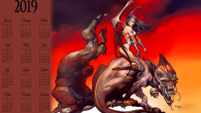 Обои картинки фото календари, фэнтези, существо, девушка, крылья