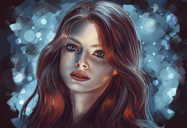 Обои картинки фото рисованное, люди, взгляд, фон, девушка