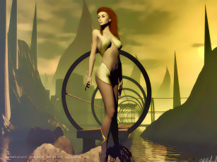 обоя календари, 3д-графика, девушка, вода, водоем, женщина, calendar, 2020