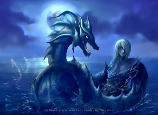 обоя календари, фэнтези, водоем, существо, человек, calendar, 2020