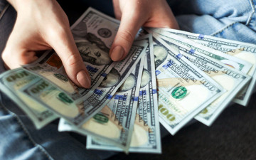 Картинка разное золото +купюры +монеты доллары