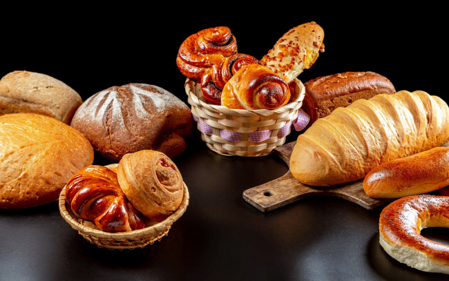 Обои картинки фото еда, хлеб,  выпечка, батон, выпечка, бублик, булочки, сдоба
