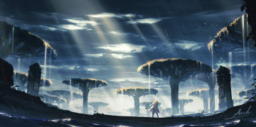 Картинка видео+игры the+legend+of+zelda линк деревья тучи