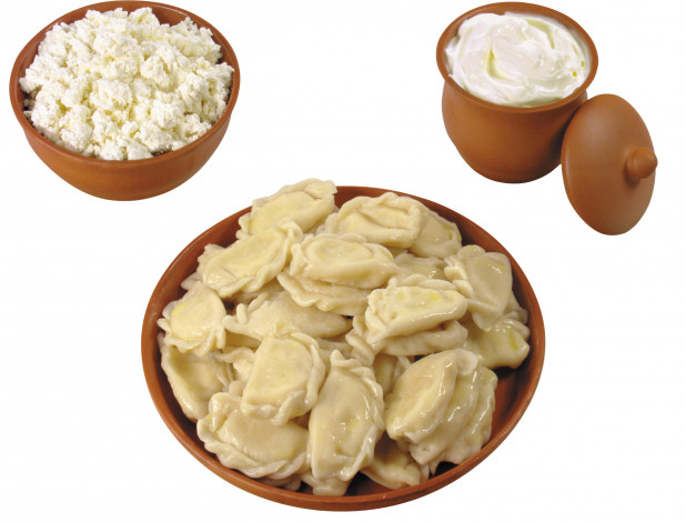 Обои картинки фото еда, пельмени,  манты,  вареники, творог, вареники, сметана