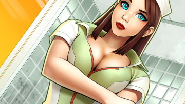 Картинка рисованное люди медсестра красивая девушка