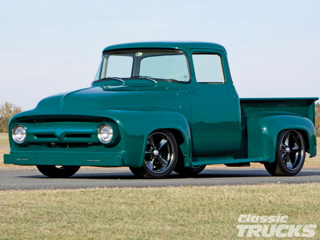Обои картинки фото 1956, ford, f100, автомобили, custom, pick, up