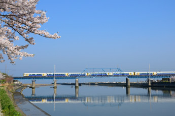 Картинка техника поезда мост река