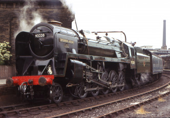 Картинка evening star техника паровозы провоз тендер вагоны рельсы экспресс