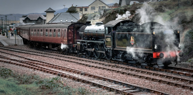 Обои картинки фото техника, паровозы, вагоны, паровоз, железная, дорога, станция