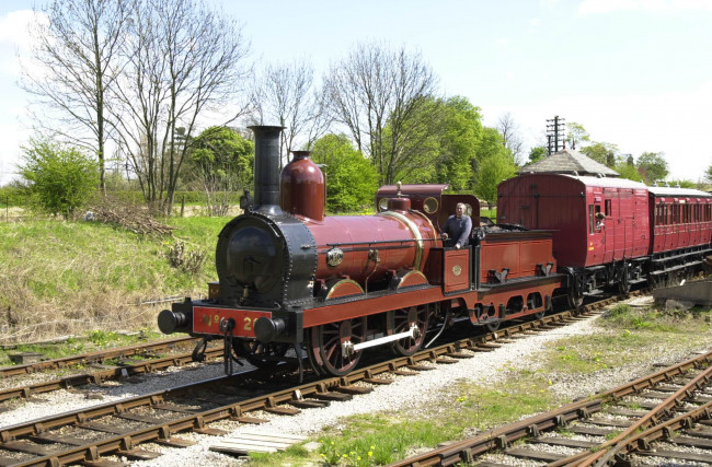 Обои картинки фото техника, паровозы, вагоны, машинист, история, паровоз