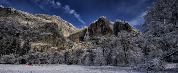 Картинка природа зима снег деревья горы поле