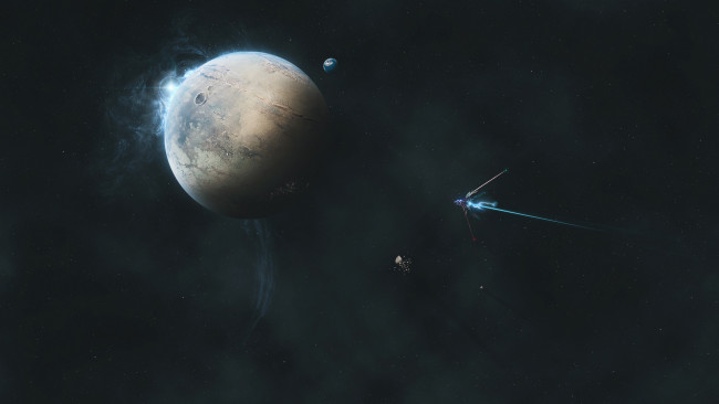 Обои картинки фото космос, арт, астероиды, галактика, планета, звёзды