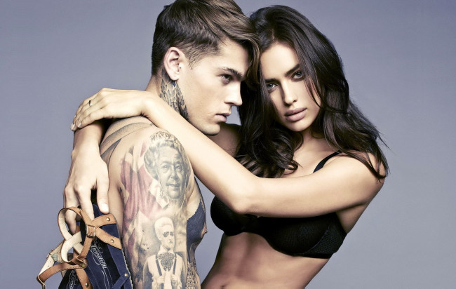 Обои картинки фото разное, мужчина женщина, шатенка, девушка, взгляд, фон, секси