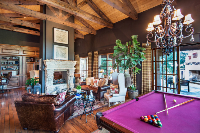 Обои картинки фото интерьер, гостиная, бильярд, камин