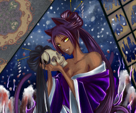 Картинка разное арты арт аниме девушка череп блич ёруичи