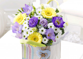 Картинка цветы букеты +композиции эустома герберы розы flowers букет хризантемы