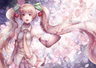 Картинка аниме vocaloid hatsune miku sakura raymond busujima арт девушка взгляд волосы вишня