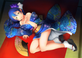 Картинка аниме love+live +school+idol+project love live school idol project sonoda umi tagme-artist арт девушка взгляд лежит