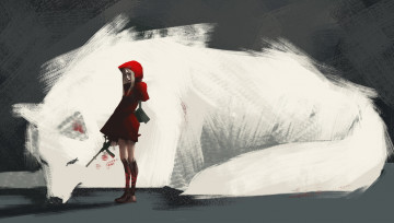 Картинка разное арты лисица животное оружие капюшон девочка арт аниме