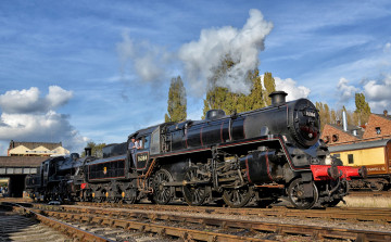 Картинка техника паровозы железная дорога рельсы паровоз