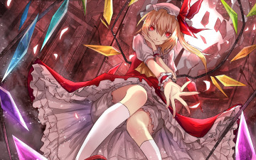 Картинка аниме touhou flandre scarlet eisuto девушка взгляд кристаллы
