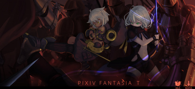 Обои картинки фото аниме, pixiv fantasia, pixiv, fantasia, oca, арт, девушки, оружие