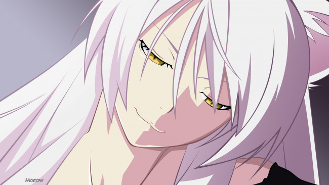 Обои картинки фото аниме, bakemonogatari, hanekawa, tsubasa, morrow, ушки, кошка, девушка