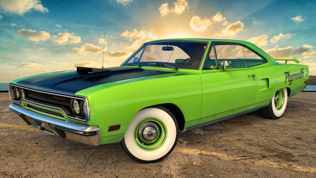 Обои картинки фото автомобили, 3д, plymouth, 1970г