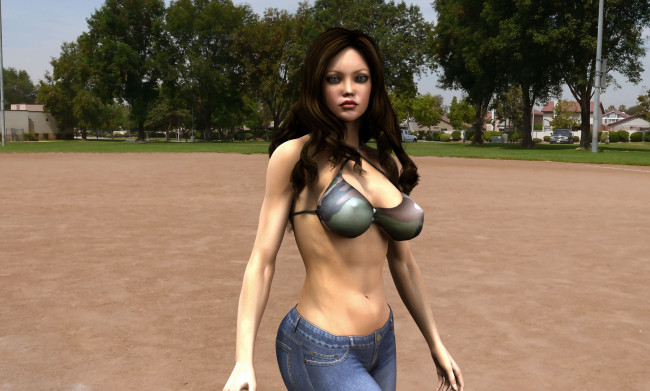 Обои картинки фото 3д графика, люди , people, девушка, взгляд, фон