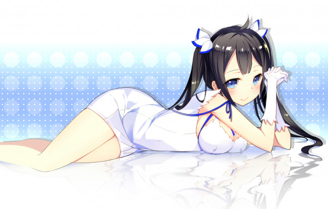 Обои картинки фото аниме, danmachi, dungeon, ni, deai, wo, motomeru, no, wa, machigatteiru, darou, ka, hestia, девушка, брюнетка, mimosa