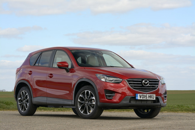 Обои картинки фото автомобили, mazda, cx-5, uk-spec, ke, 2015г, красный