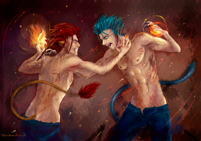 Обои картинки фото разное, арты, арт, гримджоу, блич, куросаки, ичиго, парни, аниме