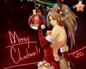 Картинка аниме зима +новый+год +рождество новый год девушка