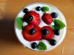 Картинка еда мороженое +десерты черника клубника мята