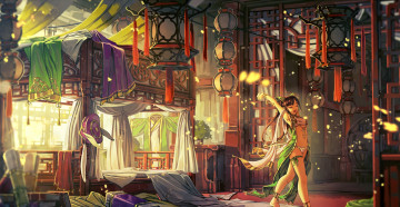 Картинка аниме unknown +другое интерьер фон взгляд девушка